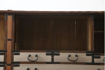 和製ビンテージ　東京桐箪笥　特注!!　高級品　専門店にて再生済み　桐材　桑材　上品な和の雰囲気漂う桐箪笥サイドボード(桐タンス、和箪笥、収納箪笥、衣裳箪笥、サイドチェスト、引き出し、ヴィンテージ)(R-077258)