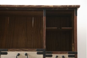 和製ビンテージ　東京桐箪笥　特注!!　高級品　専門店にて再生済み　桐材　桑材　上品な和の雰囲気漂う桐箪笥サイドボード(桐タンス、和箪笥、収納箪笥、衣裳箪笥、サイドチェスト、引き出し、ヴィンテージ)(R-077258)