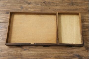 和製アンティーク　総欅(ケヤキ)材　素朴な佇まいの片袖机(文机、座机、ローテーブル、作業台、ワークデスク、在宅用、在宅ワーク用)(R-077261)