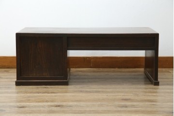 和製アンティーク　総欅(ケヤキ)材　素朴な佇まいの片袖机(文机、座机、ローテーブル、作業台、ワークデスク、在宅用、在宅ワーク用)(R-077261)