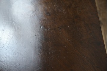 和製アンティーク　総欅(ケヤキ)材　素朴な佇まいの片袖机(文机、座机、ローテーブル、作業台、ワークデスク、在宅用、在宅ワーク用)(R-077261)