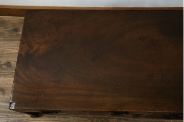 和製アンティーク　総欅(ケヤキ)材　素朴な佇まいの片袖机(文机、座机、ローテーブル、作業台、ワークデスク、在宅用、在宅ワーク用)(R-077261)