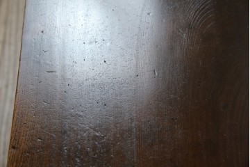 和製アンティーク　総欅(ケヤキ)材　素朴な佇まいの片袖机(文机、座机、ローテーブル、作業台、ワークデスク、在宅用、在宅ワーク用)(R-077261)