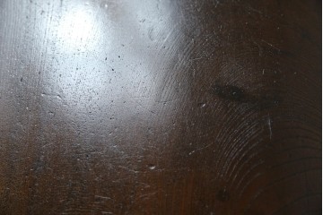 和製アンティーク　総欅(ケヤキ)材　素朴な佇まいの片袖机(文机、座机、ローテーブル、作業台、ワークデスク、在宅用、在宅ワーク用)(R-077261)