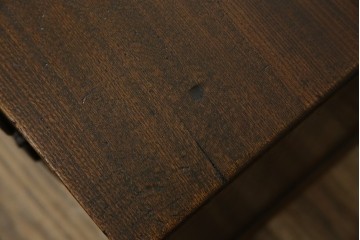 和製アンティーク　総欅(ケヤキ)材　素朴な佇まいの片袖机(文机、座机、ローテーブル、作業台、ワークデスク、在宅用、在宅ワーク用)(R-077261)