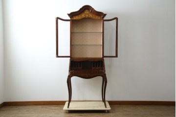 イギリスビンテージ　美しいシルエットの象嵌入りビューローブックケース　(R-077274)