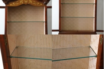 イギリスビンテージ　美しいシルエットの象嵌入りビューローブックケース　(R-077274)