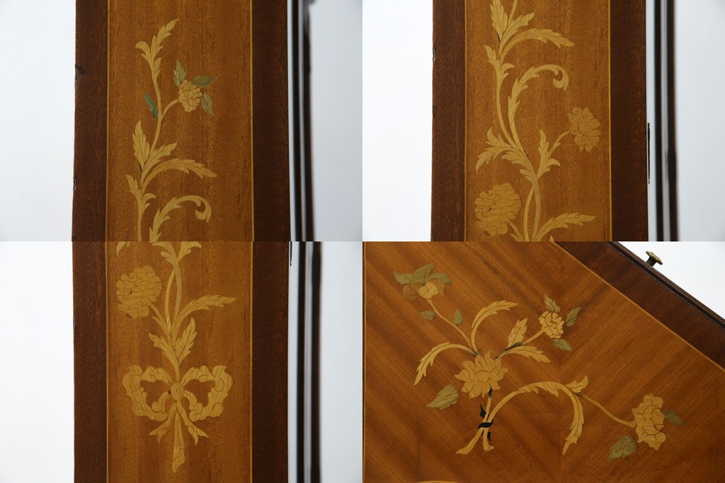 イギリスビンテージ　美しいシルエットの象嵌入りビューローブックケース　(R-077274)