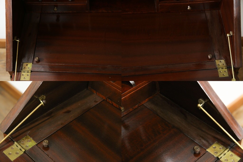 イギリスビンテージ　美しいシルエットの象嵌入りビューローブックケース　(R-077274)