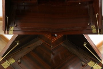 イギリスビンテージ　美しいシルエットの象嵌入りビューローブックケース　(R-077274)