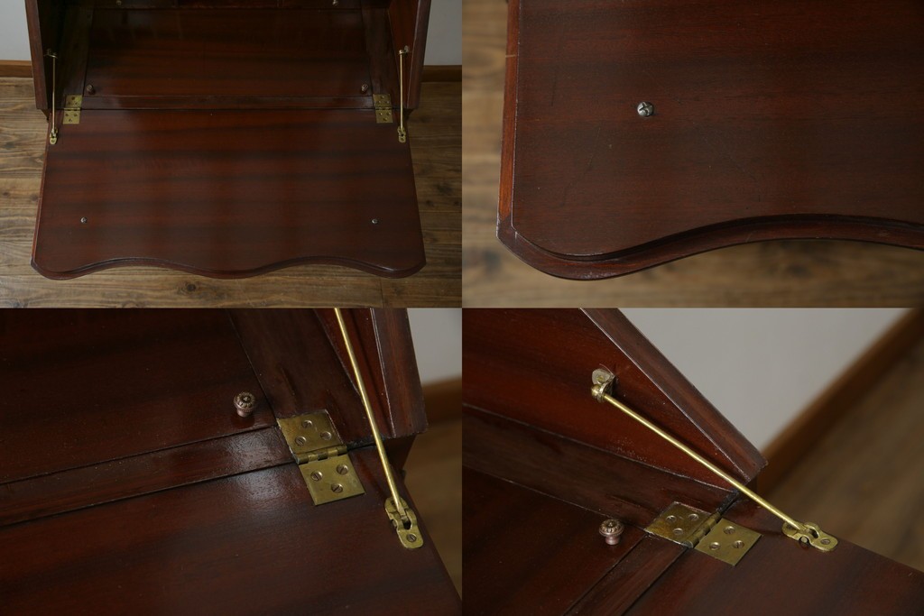 イギリスビンテージ　美しいシルエットの象嵌入りビューローブックケース　(R-077274)