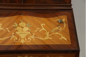 イギリスビンテージ　美しいシルエットの象嵌入りビューローブックケース　(R-077274)