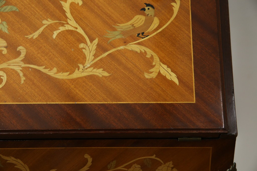 イギリスビンテージ　美しいシルエットの象嵌入りビューローブックケース　(R-077274)