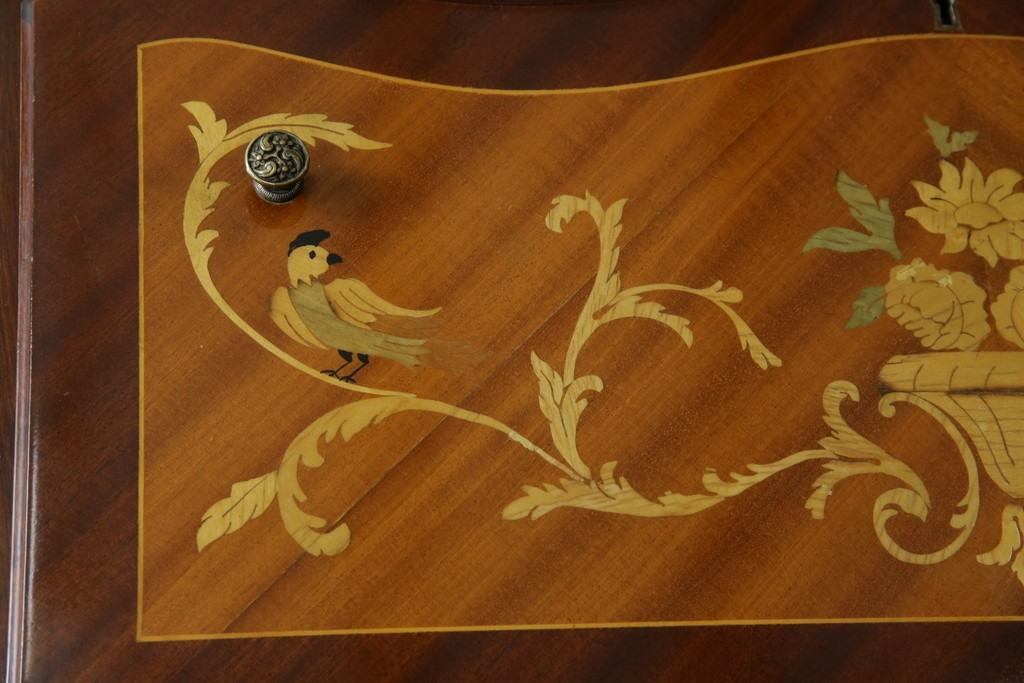 イギリスビンテージ　美しいシルエットの象嵌入りビューローブックケース　(R-077274)