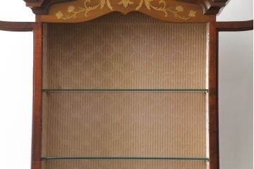 イギリスビンテージ　美しいシルエットの象嵌入りビューローブックケース(本箱、キャビネット、収納棚、戸棚、飾り棚、ワークデスク、在宅用、在宅ワーク用、英国、ヴィンテージ)(R-077274)