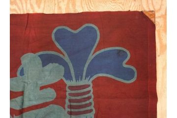 戦前　当時物　三重県　伊勢大湊　「嘉汐丸」　木綿　大漁旗　約135×201cm(市川造船所、漁船、古布、 リメイク材料、生地)(R-077306)