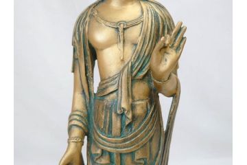 彫刻家　北村西望　聖観世音菩薩　約44cm　ブロンズ像(鍍金、メッキ、仏像、置物、オブジェ、箱なし)(R-077307)
