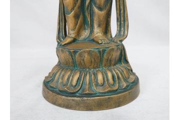 彫刻家　北村西望　聖観世音菩薩　約44cm　ブロンズ像(鍍金、メッキ、仏像、置物、オブジェ、箱なし)(R-077307)