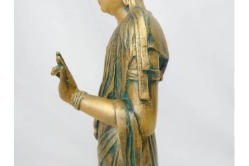 彫刻家　北村西望　聖観世音菩薩　約44cm　ブロンズ像(鍍金、メッキ、仏像、置物、オブジェ、箱なし)(R-077307)