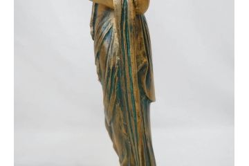 彫刻家　北村西望　聖観世音菩薩　約44cm　ブロンズ像(鍍金、メッキ、仏像、置物、オブジェ、箱なし)(R-077307)