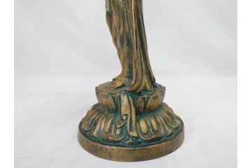 彫刻家　北村西望　聖観世音菩薩　約44cm　ブロンズ像(鍍金、メッキ、仏像、置物、オブジェ、箱なし)(R-077307)