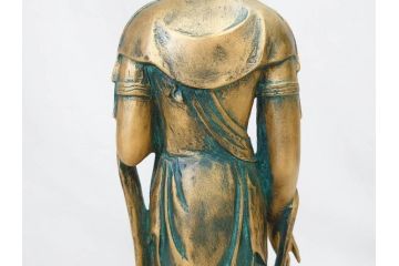 彫刻家　北村西望　聖観世音菩薩　約44cm　ブロンズ像(鍍金、メッキ、仏像、置物、オブジェ、箱なし)(R-077307)