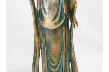 彫刻家　北村西望　聖観世音菩薩　約44cm　ブロンズ像(鍍金、メッキ、仏像、置物、オブジェ、箱なし)(R-077307)