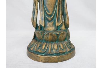 彫刻家　北村西望　聖観世音菩薩　約44cm　ブロンズ像(鍍金、メッキ、仏像、置物、オブジェ、箱なし)(R-077307)