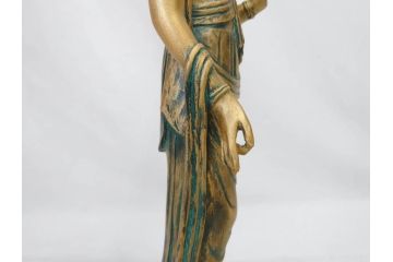 彫刻家　北村西望　聖観世音菩薩　約44cm　ブロンズ像(鍍金、メッキ、仏像、置物、オブジェ、箱なし)(R-077307)