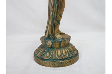 彫刻家　北村西望　聖観世音菩薩　約44cm　ブロンズ像(鍍金、メッキ、仏像、置物、オブジェ、箱なし)(R-077307)