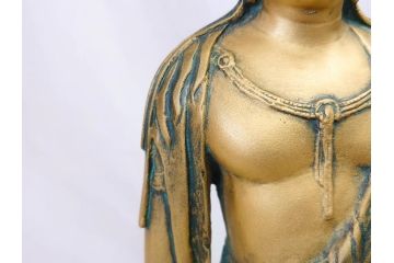 彫刻家　北村西望　聖観世音菩薩　約44cm　ブロンズ像(鍍金、メッキ、仏像、置物、オブジェ、箱なし)(R-077307)
