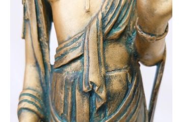 彫刻家　北村西望　聖観世音菩薩　約44cm　ブロンズ像(鍍金、メッキ、仏像、置物、オブジェ、箱なし)(R-077307)