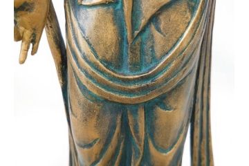 彫刻家　北村西望　聖観世音菩薩　約44cm　ブロンズ像(鍍金、メッキ、仏像、置物、オブジェ、箱なし)(R-077307)