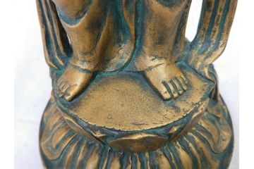 彫刻家　北村西望　聖観世音菩薩　約44cm　ブロンズ像(鍍金、メッキ、仏像、置物、オブジェ、箱なし)(R-077307)