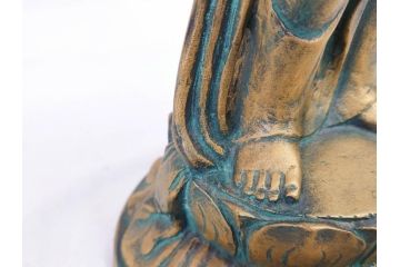 彫刻家　北村西望　聖観世音菩薩　約44cm　ブロンズ像(鍍金、メッキ、仏像、置物、オブジェ、箱なし)(R-077307)
