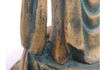 彫刻家　北村西望　聖観世音菩薩　約44cm　ブロンズ像(鍍金、メッキ、仏像、置物、オブジェ、箱なし)(R-077307)