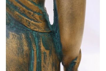 彫刻家　北村西望　聖観世音菩薩　約44cm　ブロンズ像(鍍金、メッキ、仏像、置物、オブジェ、箱なし)(R-077307)