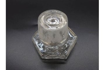 戦前　当時物　ヤマサ　様々な用途に使える六角瓶5個セット(醤油瓶、ガラスビン、硝子、メディシンボトル、キャニスター、フタ付き)(R-077309)