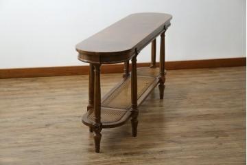 中古　美品　DREXEL HERITAGE(ドレクセルヘリテイジ)　FRANCESCA(フランチェスカ)シリーズ　ラタン張りの棚がお洒落なコンソールテーブル　(R-077366)