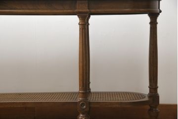 中古　美品　DREXEL HERITAGE(ドレクセルヘリテイジ)　FRANCESCA(フランチェスカ)シリーズ　ラタン張りの棚がお洒落なコンソールテーブル(サイドテーブル、花台、飾り台、作業台)(R-077366)
