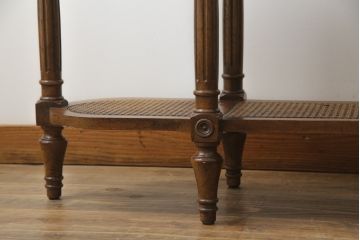 中古　美品　DREXEL HERITAGE(ドレクセルヘリテイジ)　FRANCESCA(フランチェスカ)シリーズ　ラタン張りの棚がお洒落なコンソールテーブル(サイドテーブル、花台、飾り台、作業台)(R-077366)