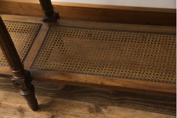 中古　美品　DREXEL HERITAGE(ドレクセルヘリテイジ)　FRANCESCA(フランチェスカ)シリーズ　ラタン張りの棚がお洒落なコンソールテーブル(サイドテーブル、花台、飾り台、作業台)(R-077366)