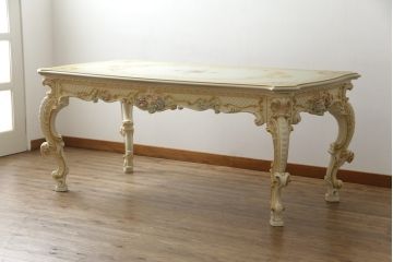 イタリアビンテージ　SILIK(シリック)　ロココ調　華やかな空間づくりにおすすめダイニングテーブル(2人掛け、4人掛け、6人掛け、食卓、ヴィンテージ)(定価約80万円)(R-077368)