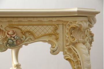 イタリアビンテージ　SILIK(シリック)　ロココ調　華やかな空間づくりにおすすめダイニングテーブル(2人掛け、4人掛け、6人掛け、食卓、ヴィンテージ)(定価約80万円)(R-077368)