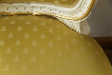 中古　イタリア高級家具　SILIK(シリック)　DAFNEシリーズ　ロココ調　優美な雰囲気漂うチェア4脚セット(ダイニングチェア、サロンチェア、イス、椅子)(定価4脚で約110万円)(R-077369)