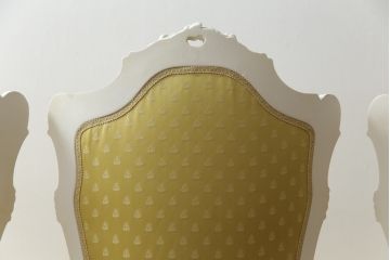 中古　イタリア高級家具　SILIK(シリック)　DAFNEシリーズ　ロココ調　優美な雰囲気漂うチェア4脚セット(ダイニングチェア、サロンチェア、イス、椅子)(定価4脚で約110万円)(R-077369)