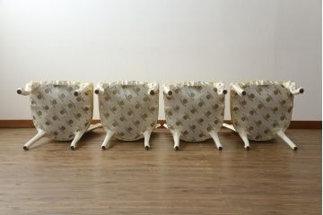 中古　イタリア高級家具　SILIK(シリック)　DAFNEシリーズ　ロココ調　優美な雰囲気漂うチェア4脚セット(ダイニングチェア、サロンチェア、イス、椅子)(定価4脚で約110万円)(R-077369)