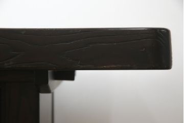 中古　民芸家具　広島県　博永家具　2way　木の風合いが際立つ浮造り仕上げの囲炉裏テーブル(関西火鉢、木製火鉢、2人掛け、4人掛け、ダイニングテーブル、食卓、座卓、ローテーブル、センターテーブル、リビングテーブル)(定価約50万円)(R-077373)