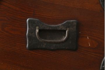 和製アンティーク　特注 高級品!!　総欅(ケヤキ)材　新潟県見附市産　観音扉付き帳場箪笥(時代箪笥、和箪笥、収納箪笥、整理箪笥、引き出し)(R-077374)