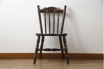 中古　松本民芸家具　16型スピンドルチェア　ゆったりと座れるダイニングチェア(板座チェア、椅子、イス)(R-077377)